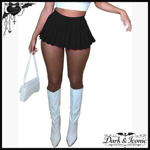 Mini Pleated Skirt High Waist Stretchy Tennis Skater A-Line Y2K Fashion